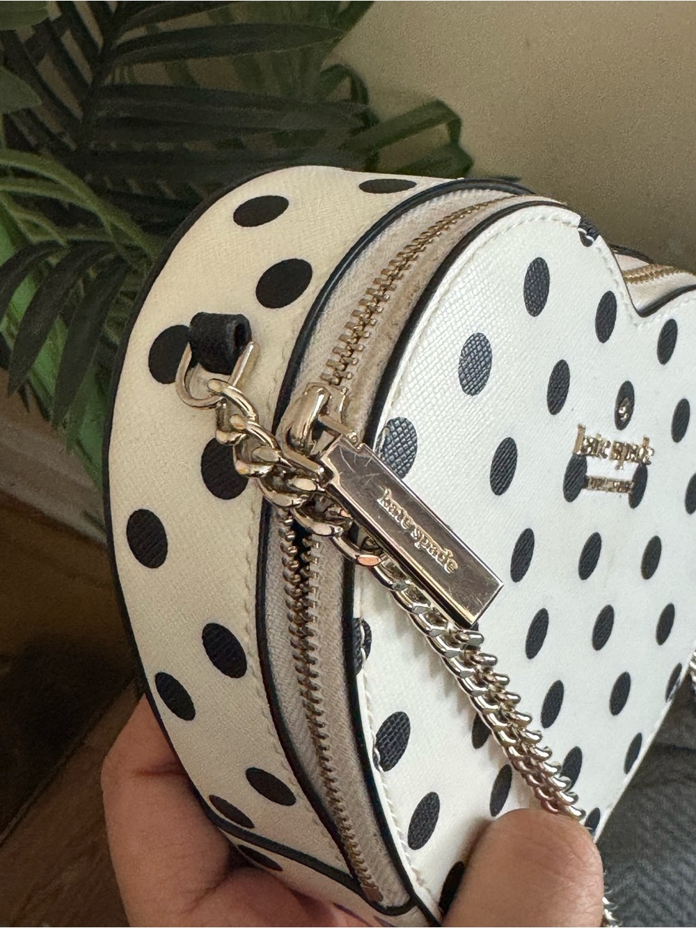 kate spade White and Black Polka Dot Heart Crossbody Bag - Picture 2 of 9